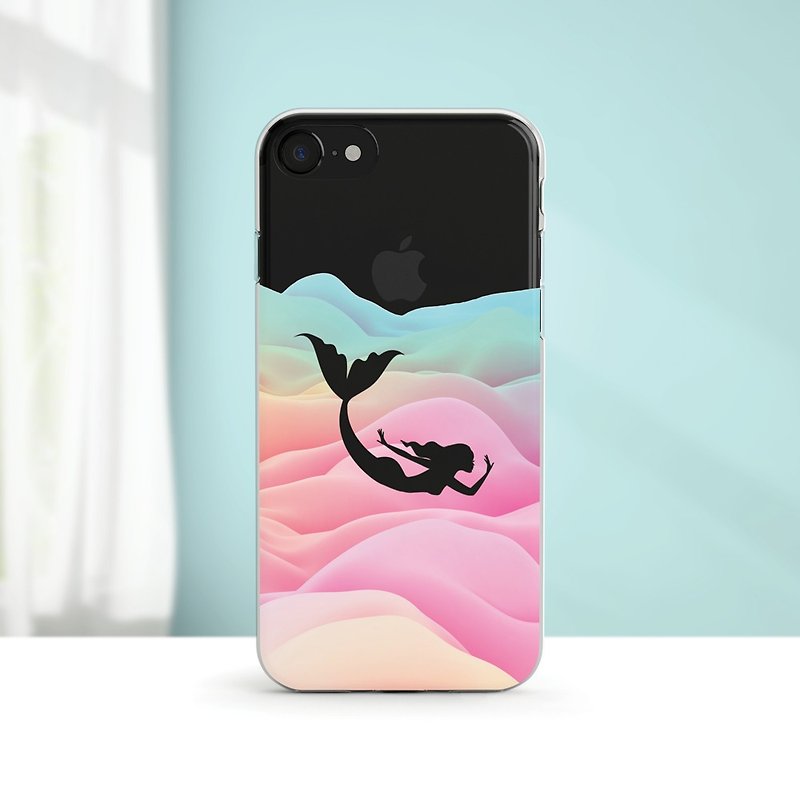 幻彩美人鱼-透明软壳- iPhone 14 pro, 13至iPhoneSE3, Samsung - 手机壳/手机套 - 橡胶 粉红色