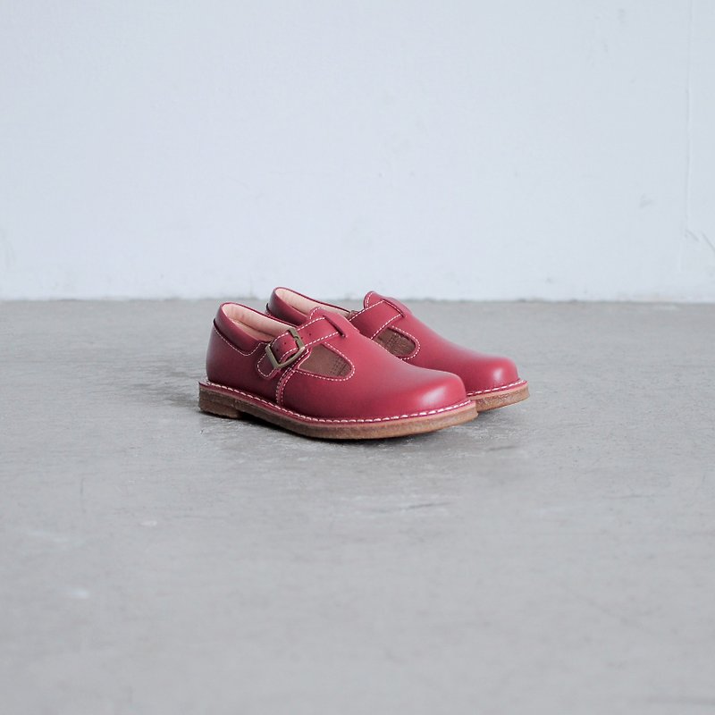 砖红色__生胶底玛莉珍鞋 A5516 (黑/棕/咖啡/砖红 4 - 女款皮鞋 - 真皮 红色