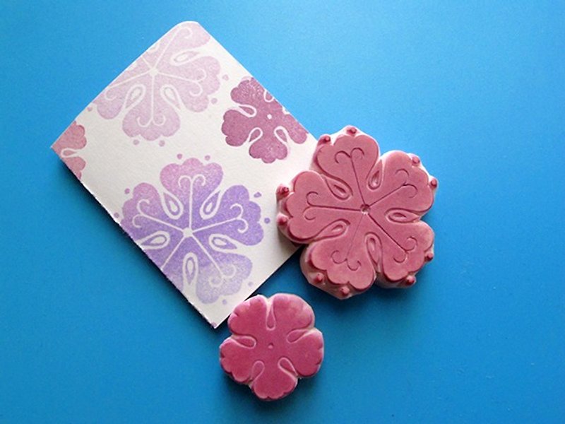 Apu手工章 装饰花朵印章组 2枚装 手帐印章 - 印章/印台 - 橡胶 