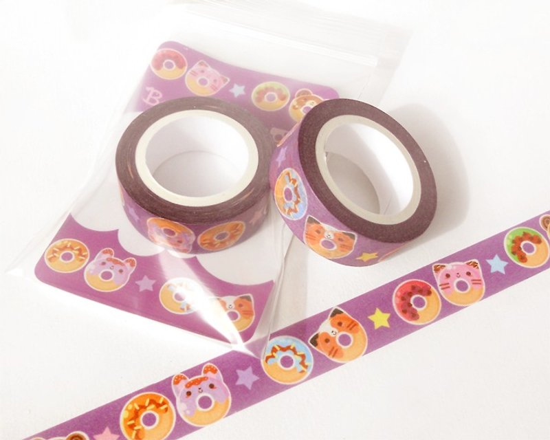 甜甜圈纸胶带 - 生活纸胶带 - 动物纸胶带 - Donuts Washi Tape - 纸胶带 - 纸 多色