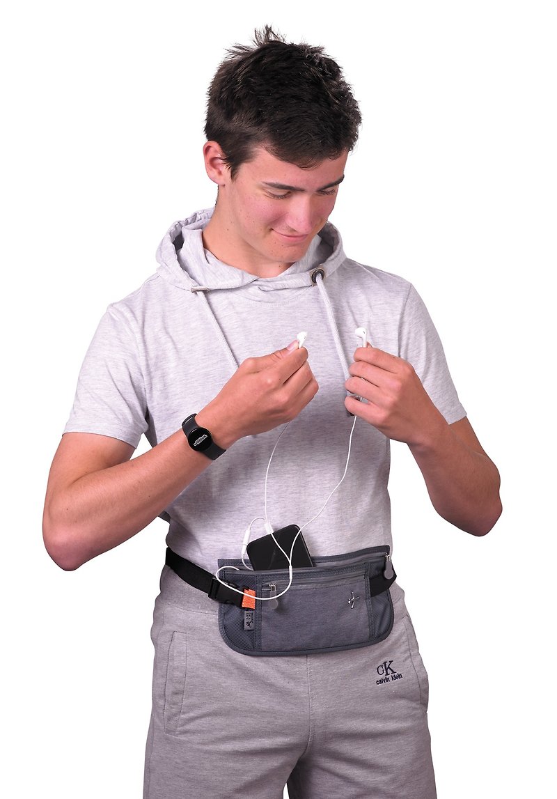 RFID 屏障个资防窃旅行随身腰包(灰色) - 其他 - 聚酯纤维 灰色