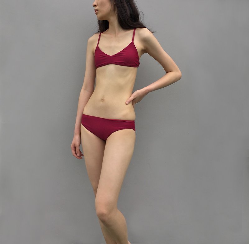 Harper low rise bikini bottom - Burgundy - XS - 女装泳衣/比基尼 - 聚酯纤维 红色