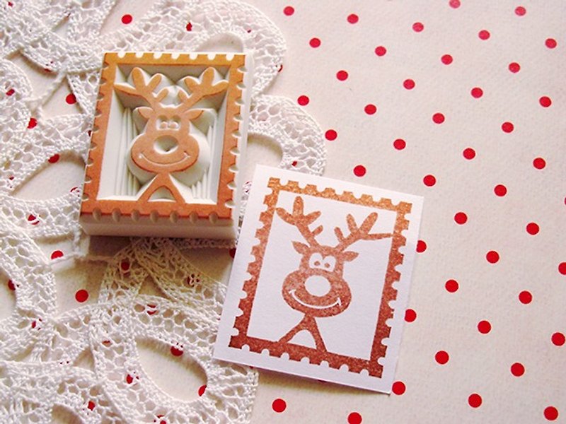Apu手工章 可爱麋鹿邮票印章 圣诞 冬季适用 手帐印章 - 印章/印台 - 橡胶 