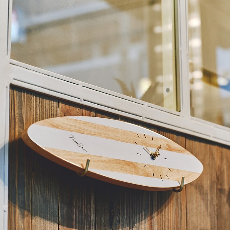 Surfboard Clock- 冲浪板 静音 时钟 挂钟(白) - 时钟/闹钟 - 木头 白色