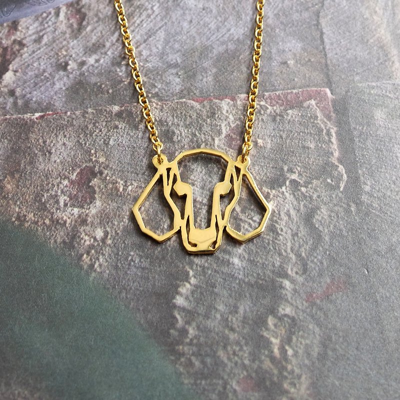 Dachshund  Dog Necklace, Gold Plated Brass Necklace, Dog Birthday gift - 项链 - 铜/黄铜 金色