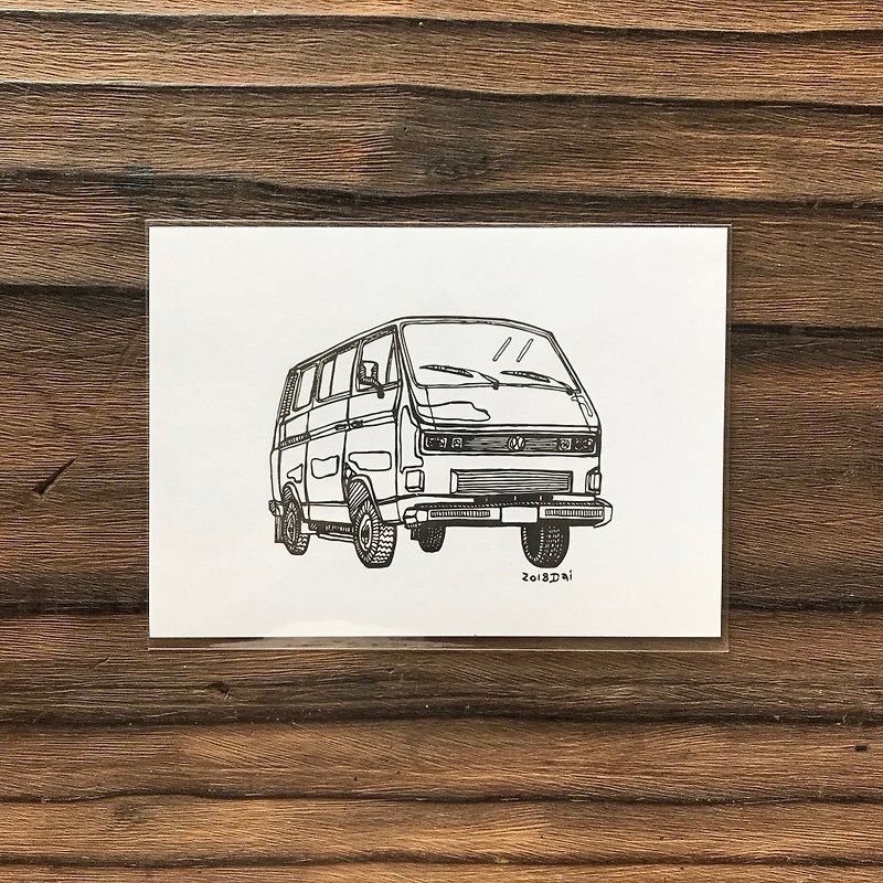 手绘老车明信片- VW T3. 福斯 小巴/旅行车