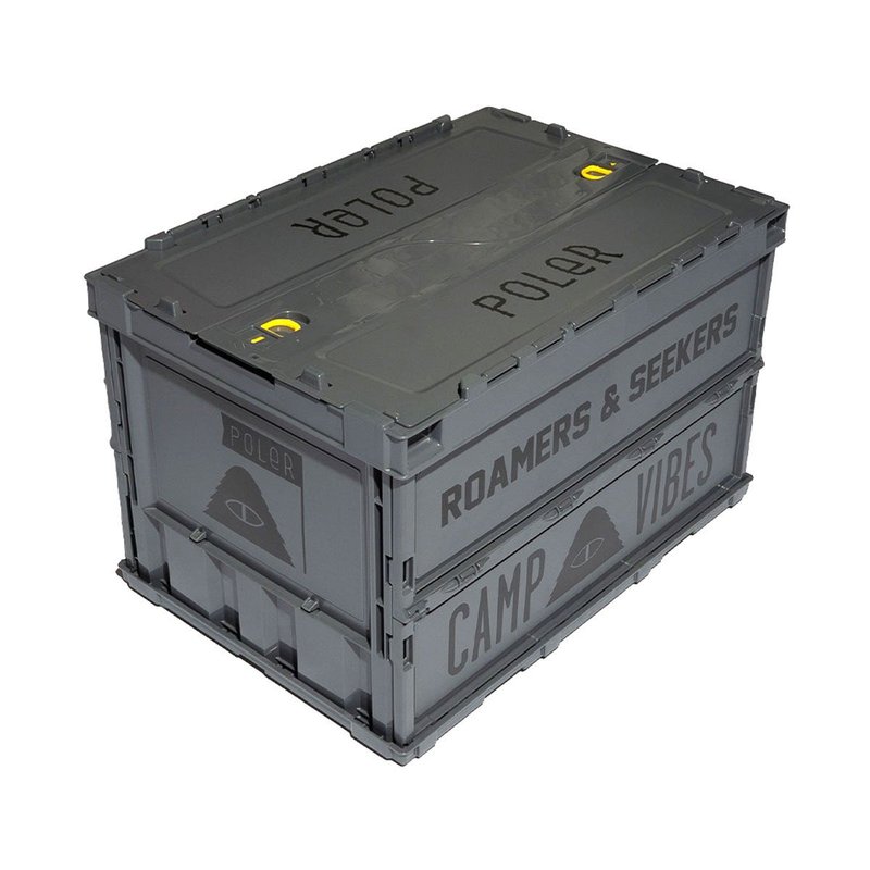 日本限定 POLER FOLDING CONTAINER 双侧开折叠收纳箱 装备箱 灰 - 野餐垫/露营用品 - 其他材质 灰色