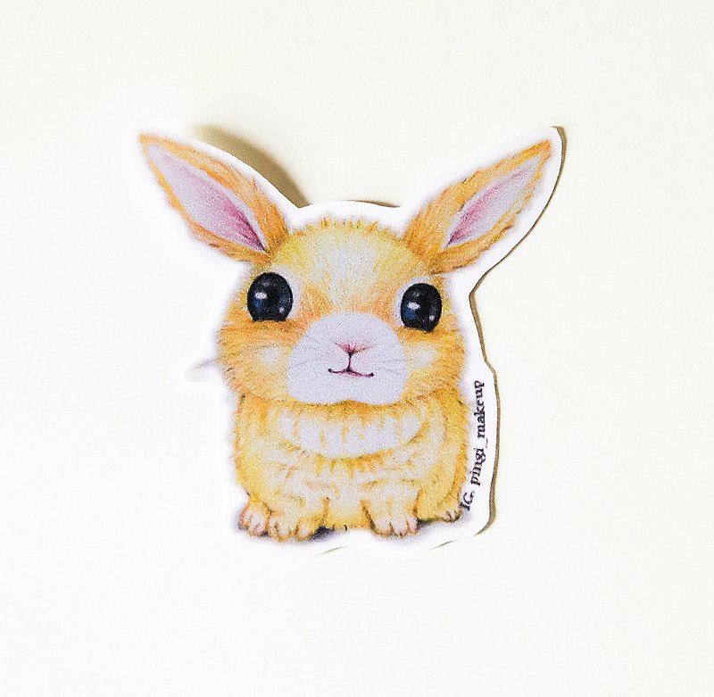 Rabbit stickers噗呀噗呀兔兔跳跳贴纸组色铅笔手绘色铅笔贴纸包 - 贴纸 - 纸 黄色