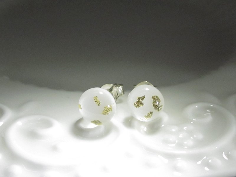 ×| 金箔系列 |× 琉璃耳环- SPA白金-O型 - 耳环/耳夹 - 玻璃 白色