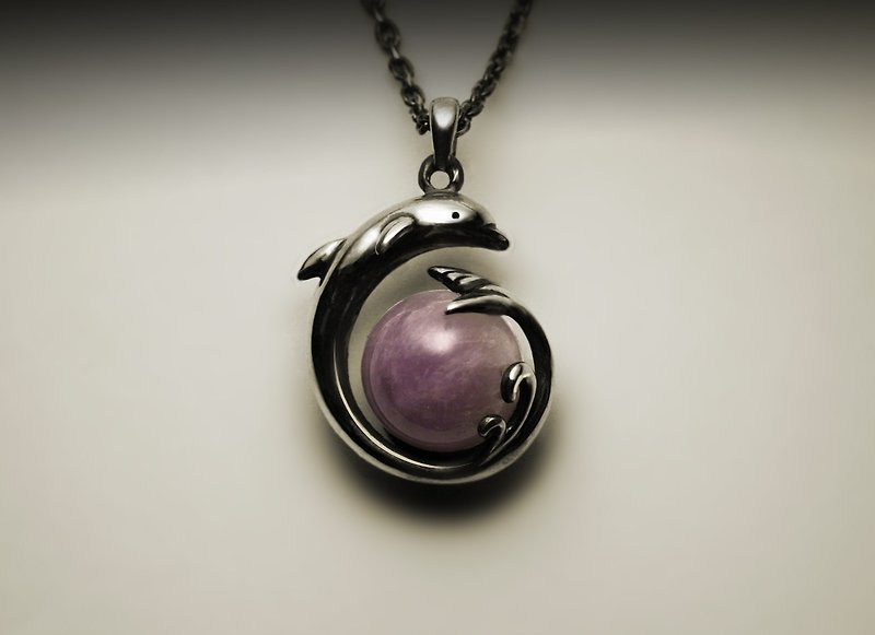 海豚紫水晶项链 - 项链 - 其他金属 银色