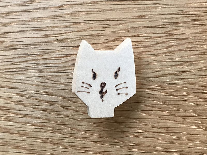 にゃんこブローチ女の子 猫 cat 木製 木 - 胸针 - 木头 