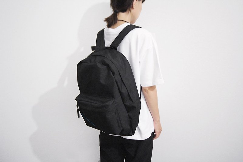 黑色闪电线基本款后背包 学生书包 电脑包 - 后背包/双肩包 - 聚酯纤维 黑色