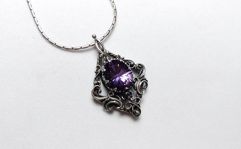 <宝石系列>紫水晶古典设计坠 - 项链 - 宝石 紫色