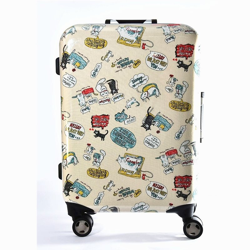 奇幻猫-手工印纹时尚铝框20寸行李箱/旅行箱 - 行李箱/行李箱保护套 - 铝合金 