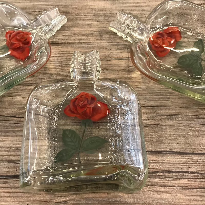 红玫瑰 酒瓶饰品小盘 - 盘子/餐盘/盘架 - 玻璃 