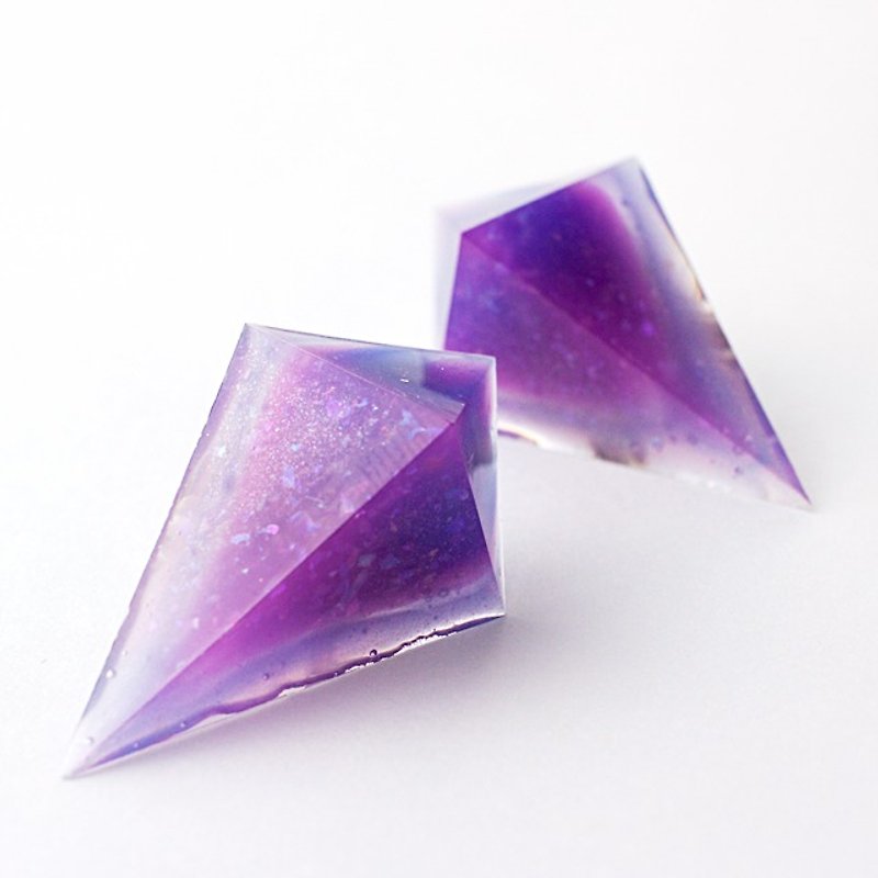 鋭角ピラミッドサーモイヤリング(熱雷) - 耳环/耳夹 - 其他材质 紫色