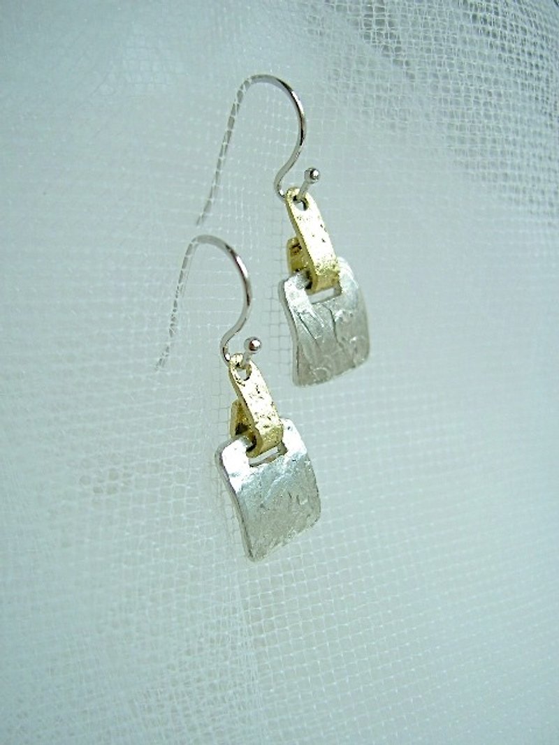 錫のピアス・四角1cm - 耳环/耳夹 - 其他金属 银色