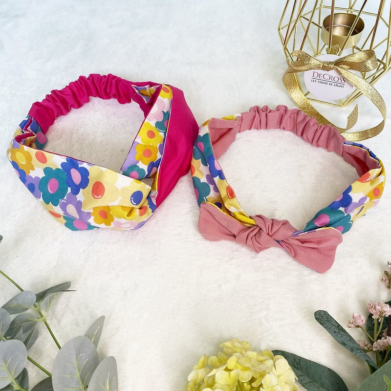 日本纯棉母女发带—可爱绽放花朵 - 婴儿帽/发带 - 棉．麻 粉红色