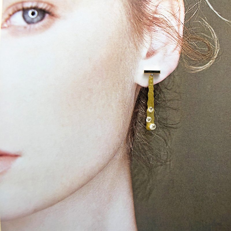 ART COLE 和风珍珠925纯银耳环 和风珍珠耳环 精致优美耳环 金色 - 耳环/耳夹 - 珍珠 金色