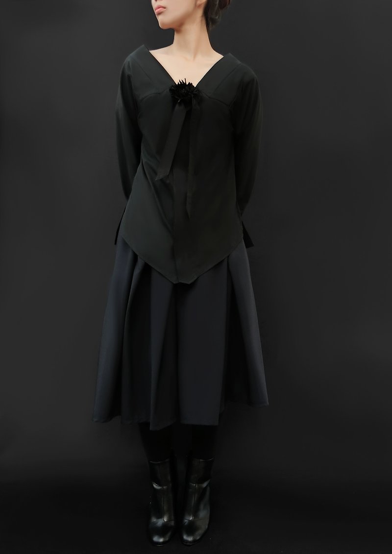 オリジナルプリーツカート / バージンウール100%/ 日本製 - 裙子 - 羊毛 黑色