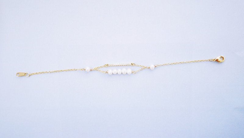 烟柳-手链--真珠长形锆石缀饰手链 - 手链/手环 - 其他金属 白色