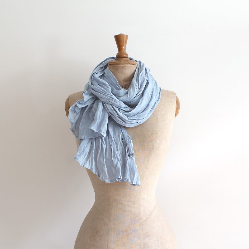 来自欧洲小工坊  最柔软的亚麻围巾 100%天然亚麻 四季都好用 - 围巾/披肩 - 棉．麻 蓝色