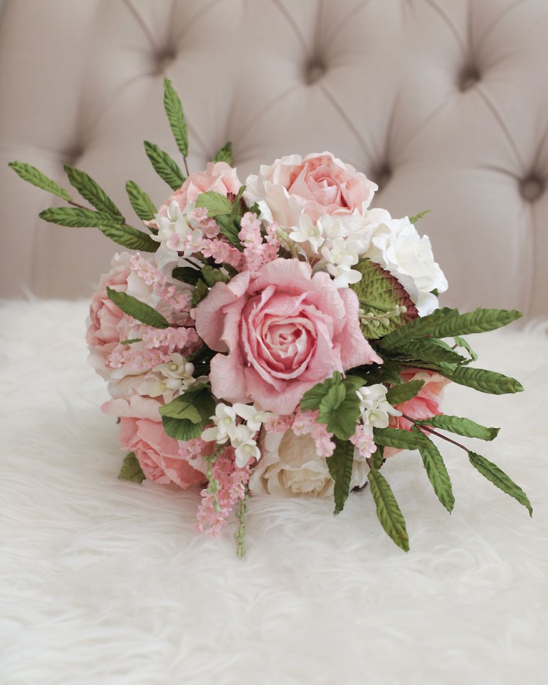 Blush Pink Medium Flower Bouquet - 木工/竹艺/纸艺 - 纸 粉红色