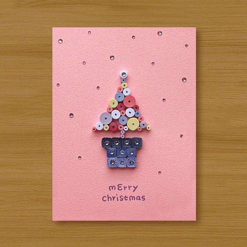 手工卷纸卡片 _ 圣诞祝福小盆栽 merry christmas_D - 卡片/明信片 - 纸 粉红色