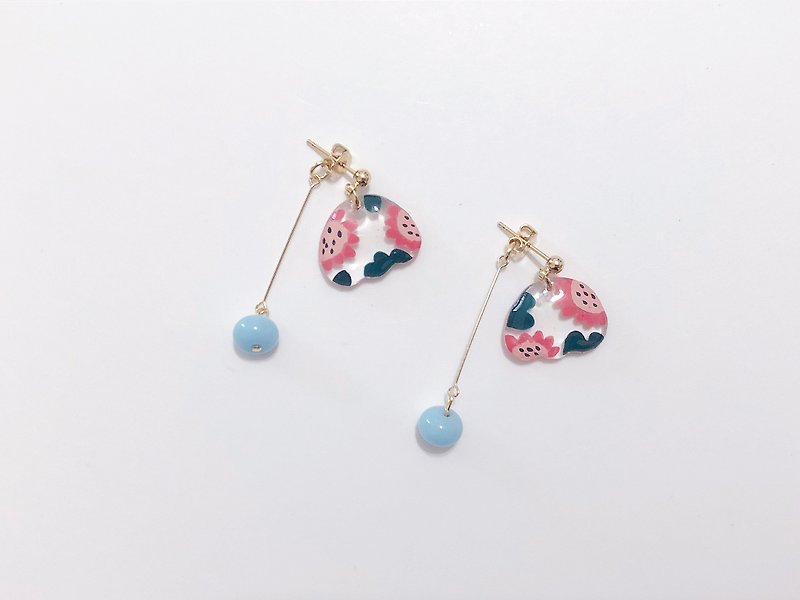 野莓森林系列-朵朵野莓花 手绘 手作 手工耳环 两戴 耳针/耳夹 - 耳环/耳夹 - 其他材质 