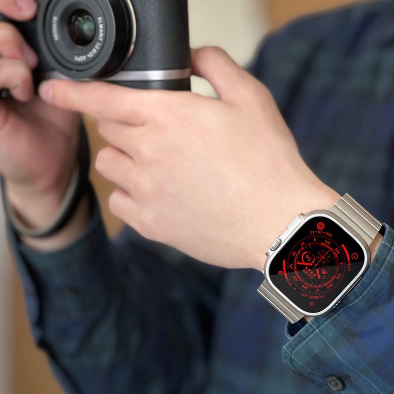 JM 航太级钛合金 DLC 类钻碳涂层 Apple Watch Ultra 表带_仕绅款 - 表带 - 贵金属 银色