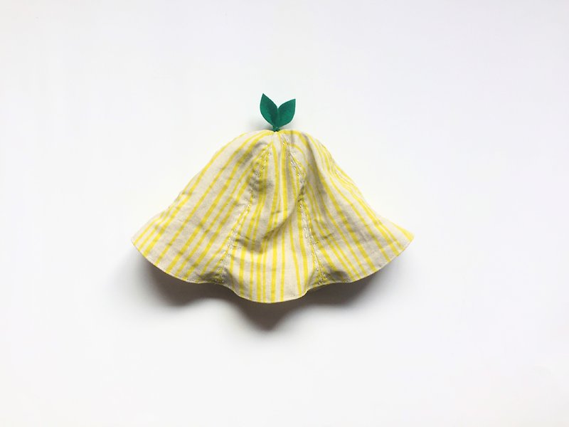 ぐんぐん大きくなあれ　葉っぱハット　きいろい線 - 婴儿帽/发带 - 棉．麻 黄色