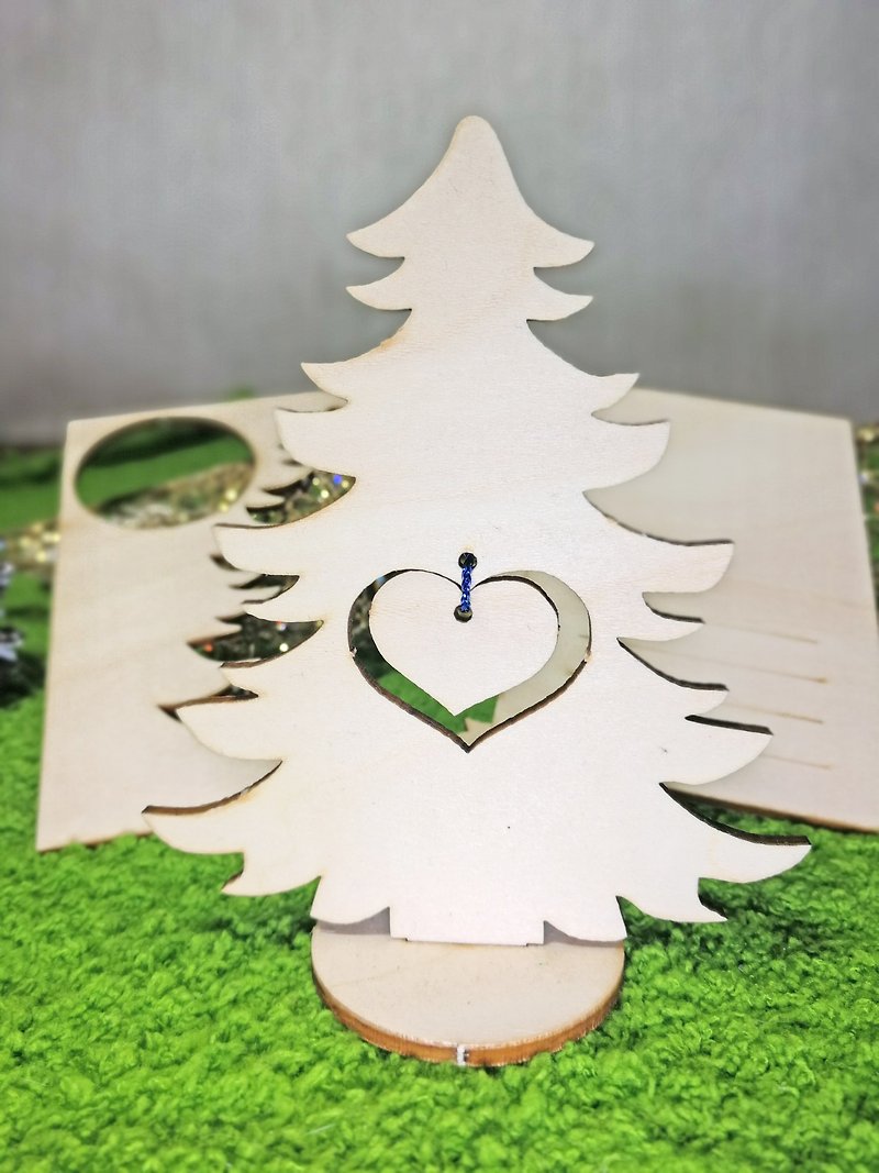 圣诞限定 圣诞树与心心木圣诞卡 圣诞礼物 (新款圆角) - 卡片/明信片 - 木头 咖啡色