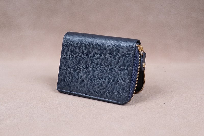 Zipper Wallet / Coin Wallet / Italy Cow Leather(Navy) - 名片夹/名片盒 - 真皮 