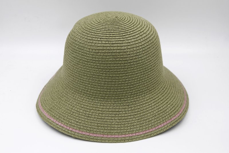 【纸布家】双色渔夫帽(军绿色)纸线编织 - 帽子 - 纸 绿色