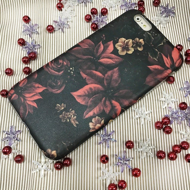 圣诞红花 - iPhone 手机壳, 2合1保护壳 - 手机壳/手机套 - 塑料 黑色