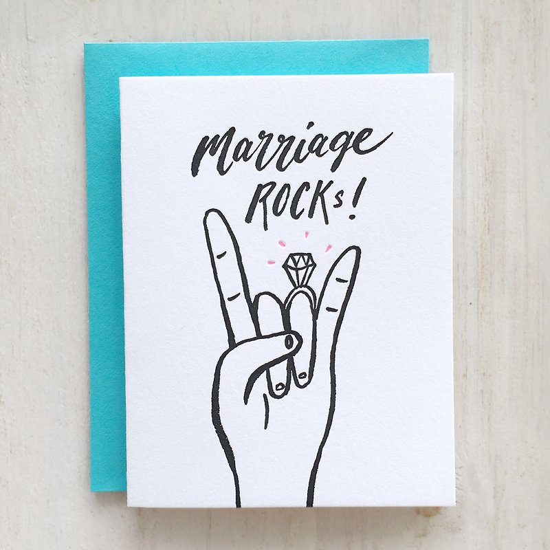 Marriage Rocks Letterpress Card - 卡片/明信片 - 纸 