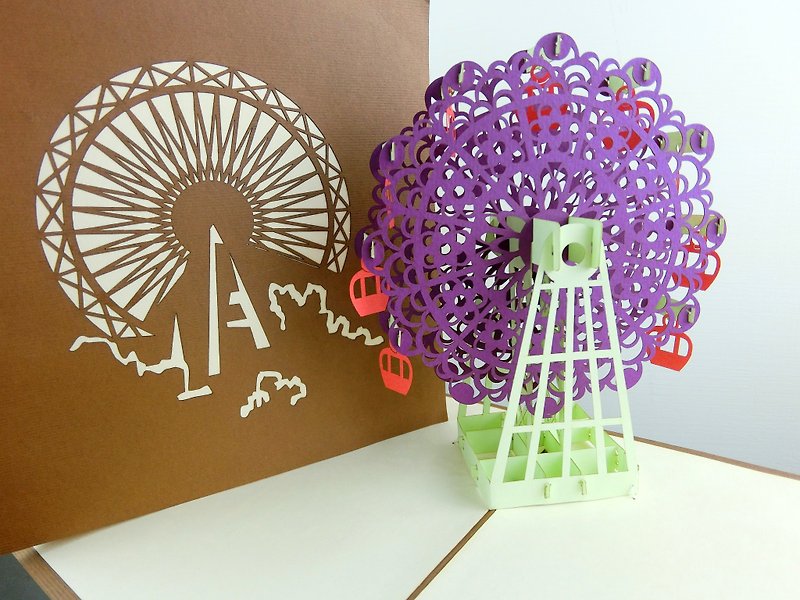 3D摩天轮立体卡片 - 卡片/明信片 - 纸 紫色