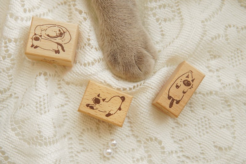 暹罗猫猫 手帐印章 树脂 - 印章/印台 - 木头 卡其色