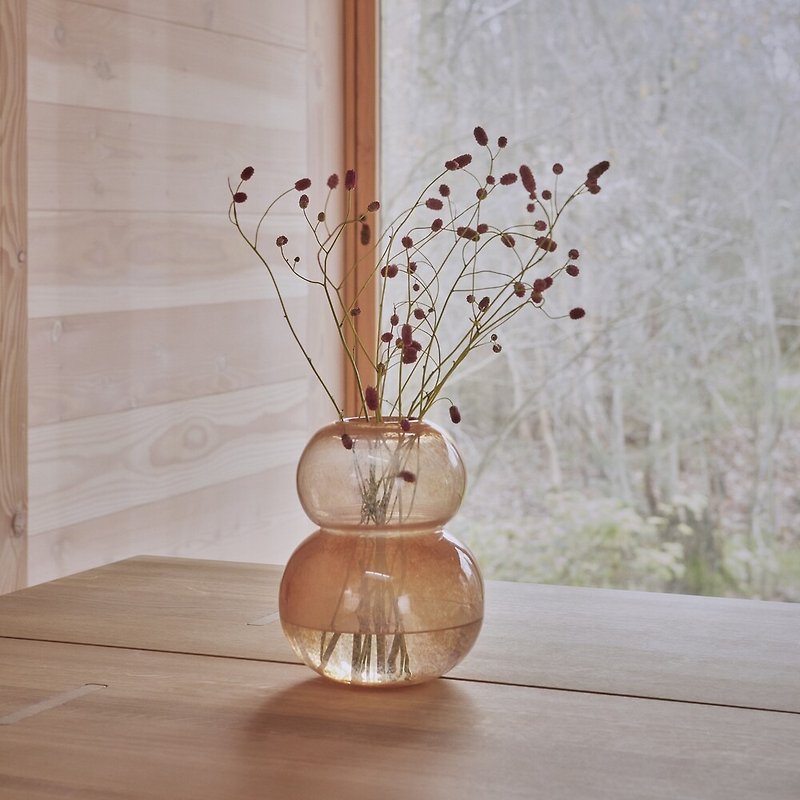 OYOY Lasi 手作琉璃葫芦花器 / 暖褐色 - 花瓶/陶器 - 玻璃 