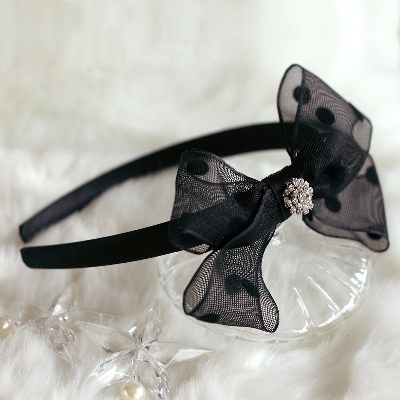浪漫薄纱蝴蝶结头箍 - 发饰 - 其他材质 黑色