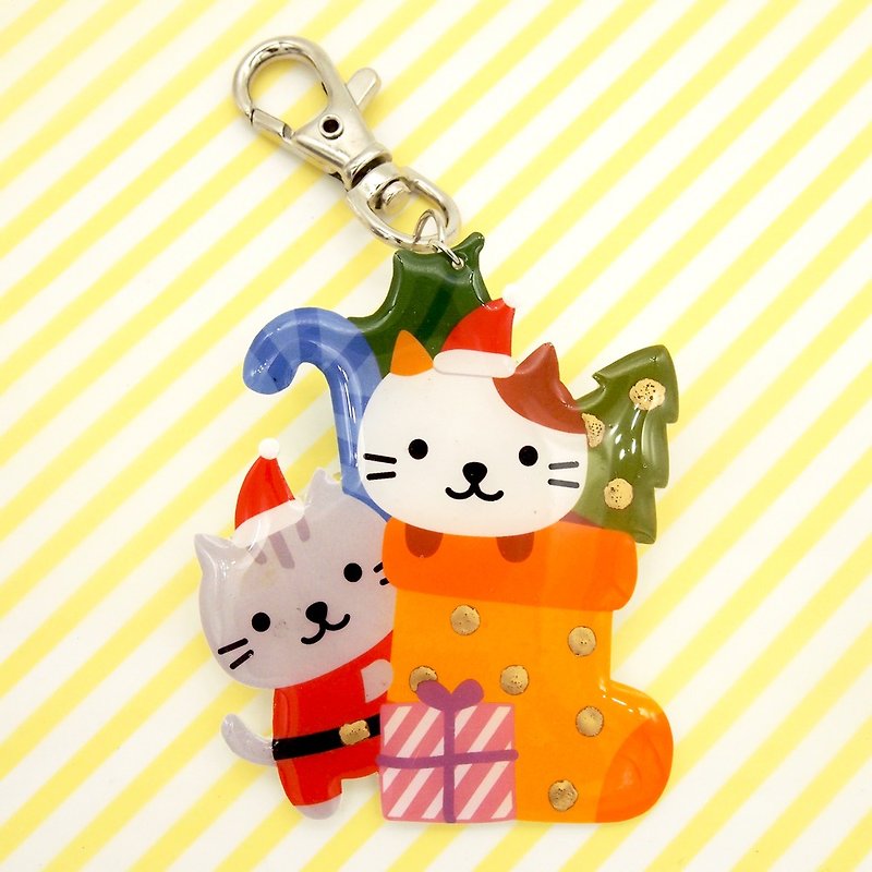 Meow原创手作Xmas圣诞限定版圣诞猫猫匙扣 - 期间限定 - 钥匙链/钥匙包 - 塑料 红色