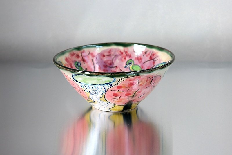 桜とウグイスの椀Ⅱ - 花瓶/陶器 - 陶 粉红色