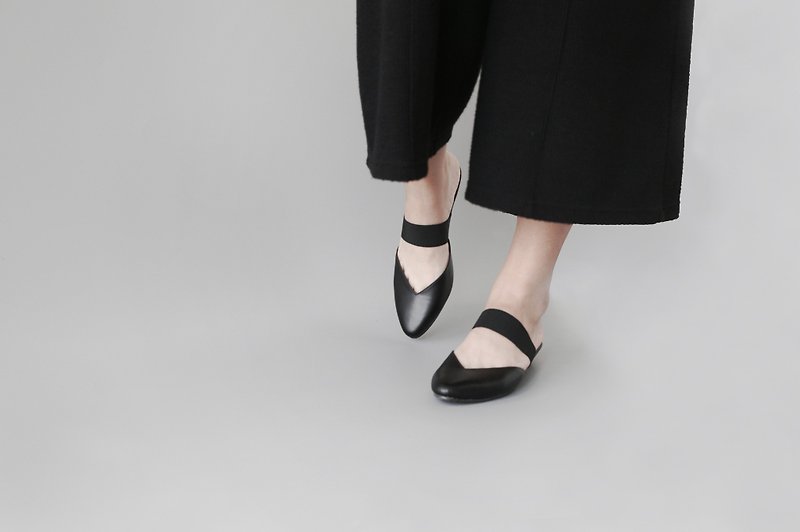 Mules V (细致黑) Black Low Heels | WL - 女款皮鞋 - 真皮 黑色