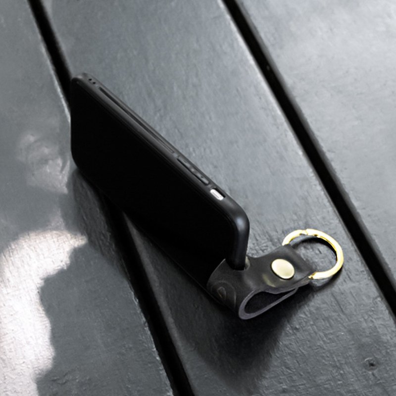 真皮创意钥匙圈/手机架 - 黑 - 钥匙链/钥匙包 - 真皮 黑色
