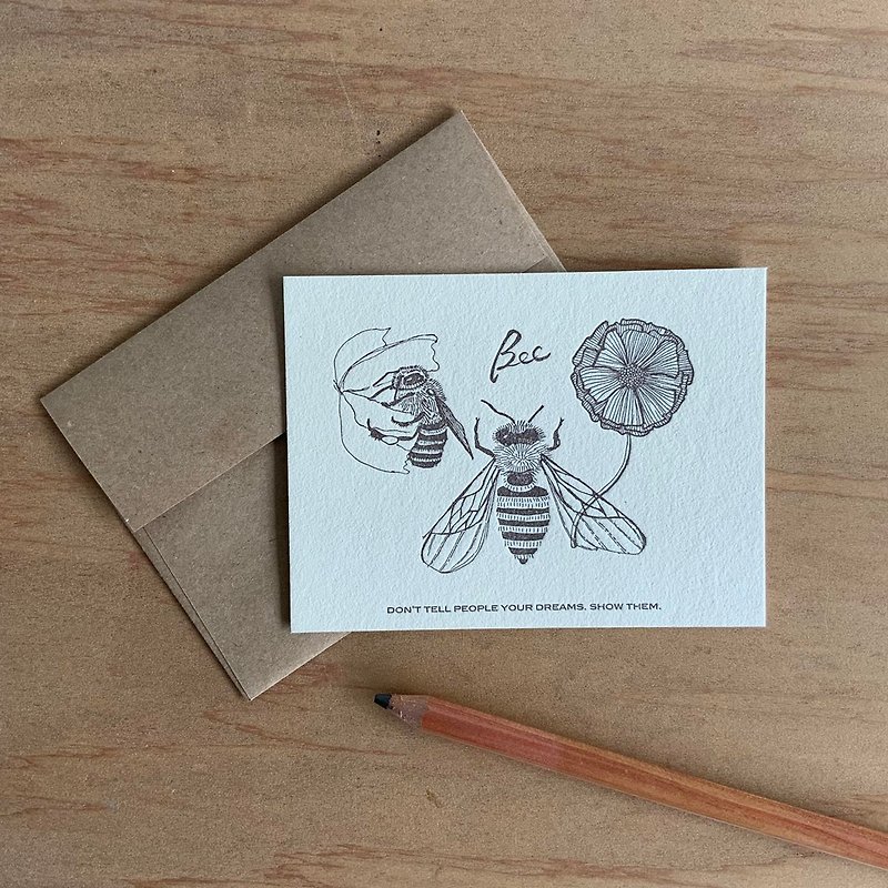 蜜蜂活版卡片－毒性动物系列 - 卡片/明信片 - 纸 卡其色