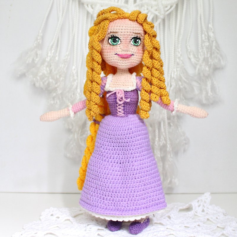 Handmade doll in lilac dress Personalized stuffed doll Gift for girl - 玩偶/公仔 - 其他材质 紫色