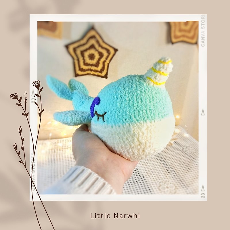 钩针独角鲸玩具 Blue Narhwal 完全手工制作的婴儿礼物送给她 - 玩具/玩偶 - 聚酯纤维 多色