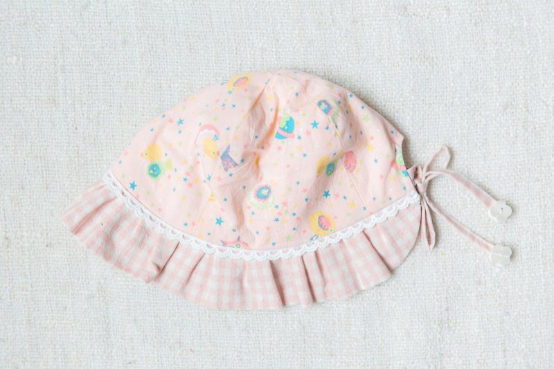 (春季特惠)手工荷叶边婴儿帽-小星球 - 婴儿帽/发带 - 棉．麻 粉红色
