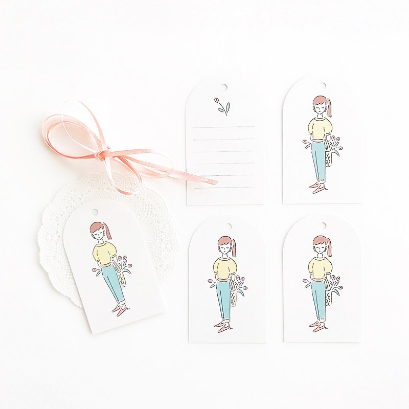 アーチ型タグメッセージカードセット - 卡片/明信片 - 纸 粉红色