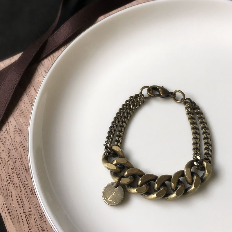 SAMEDi - 个性拼接磨链 - 古铜 - 手链/手环 - 其他金属 咖啡色